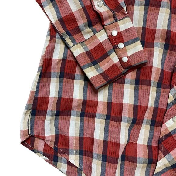 ROPER Pearl Snap Button Down Western Shirt Plaid Red Size Medium - Picture 3 of 8